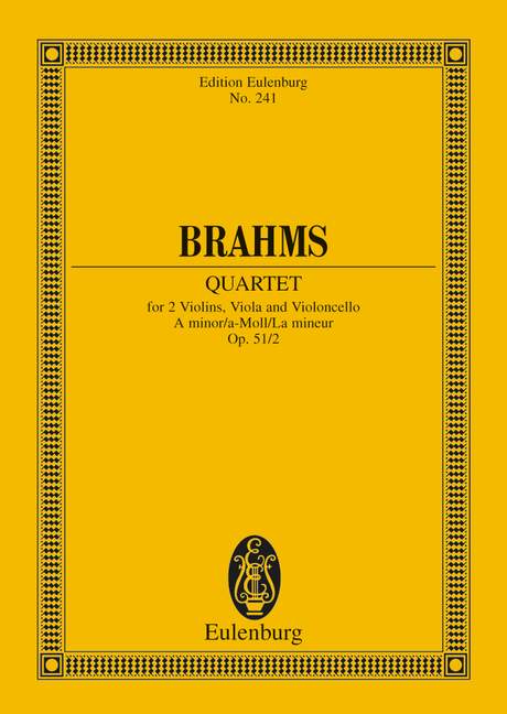 Brahms: String Quartet A minor Opus 51/2 (Study Score) published by Eulenburg
